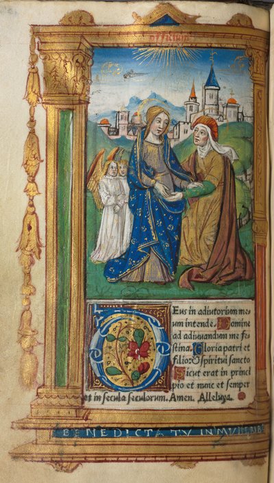 Trykt timebok Bruk av Roma: fol.29v, The Visitation, 1510. av Guillaume Le Rouge
