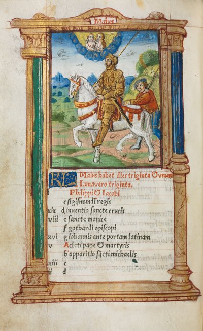 Trykt Timebok Bruk av Roma: fol. 6v, mai-kalenderillustrasjon, 1510. av Guillaume Le Rouge