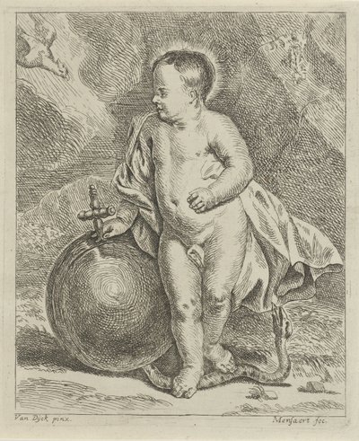 Kristusbarn med jordklode og slange av Guillaume Pierre Mensaert
