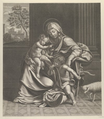 Jomfruen satt med spedbarnet Kristus på fanget..., ca. 1650-1704. av Guillaume Vallet