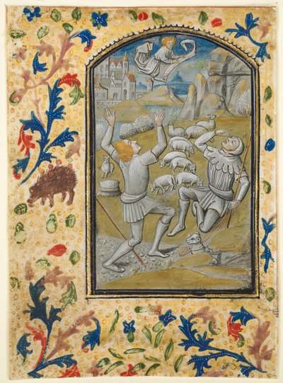 Blad fra en timebok: Coronation of the Virgin, ca. 1470-1480. av Guillaume Vrelant