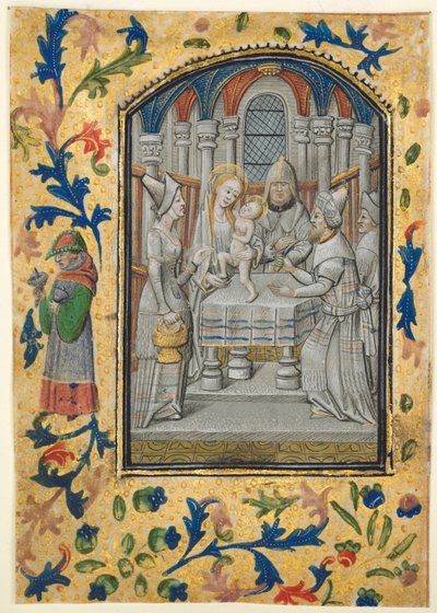 Blad fra en timebok: The Visitation, ca. 1470-1480. av Guillaume Vrelant