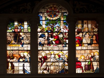 Episode av The Life of Jesus Stained Glass av William av Marcillat (1470-1529) 1509 Choir of the Basilica Santa Maria del Popolo, Roma av Guillaume de  Marcillat