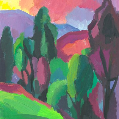 Skog, 2008 (gouache på papir) av Guillermo Martí Ceballos