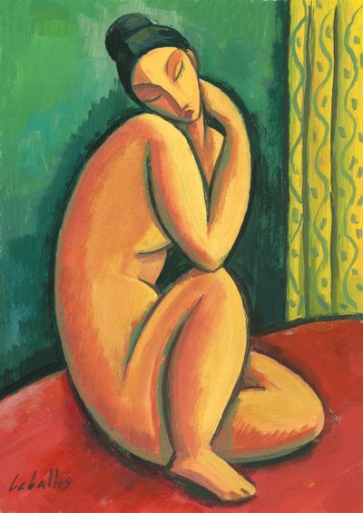 Modigliani naken, 2010 (gouache på papir) av Guillermo Martí Ceballos