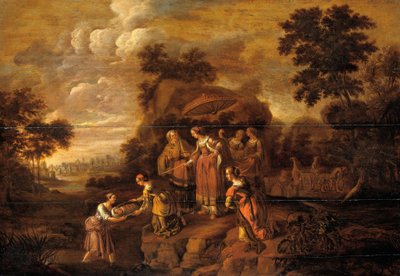 Faraos datter oppdager Moses i Rush Basket av Guilliam du Gardijn