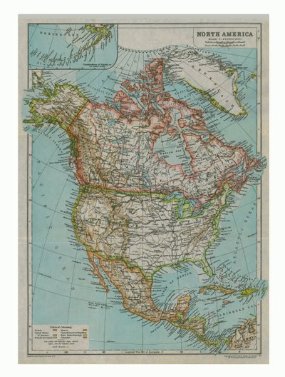 Kart over Nord-Amerika, c1910 av Gull Engraving Company
