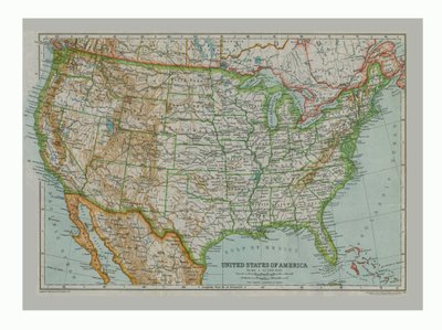 Kart over USA, c1910 av Gull Engraving Company