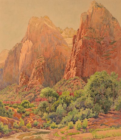 Patriarkene, Zion nasjonalpark, 1924. av Gunnar Widforss