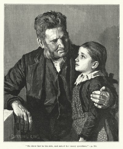 "Han trakk henne til sin side og stilte henne mange spørsmål" (gravering) av Gunning (after) King