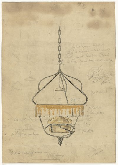 Design for en pendellampe av Gust van de Wall Perné (signed by artist)