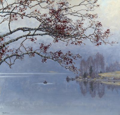 Herbststimmung am See av Gustaf Edolf Fjaestad