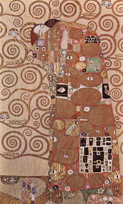 The Embrace - Utkast til veggfrisen i Stoclet -palasset i Brussel, detalj av Gustav Klimt