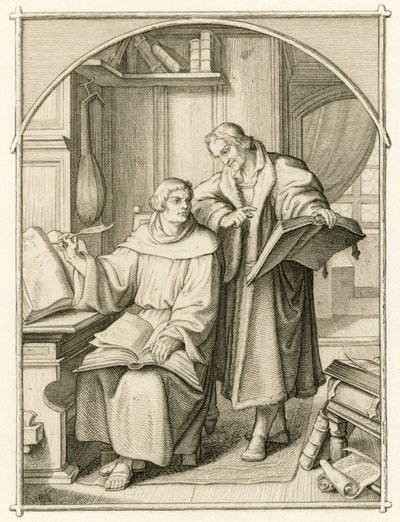 Martin Luther og Philipp Melanchthon (Philippe, Philippus Melanchthon av Gustav Ferdinand Leopold Konig