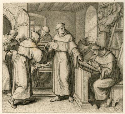 Martin Luther som generalvikar for Augustiner-klosteret. Illustrasjon fra: "" Dr. Martin Luther den tyske reformator "" , illustrert av Gustav Koenig, utgitt av Rudolf Besser, Gotha av Gustav Ferdinand Leopold Konig