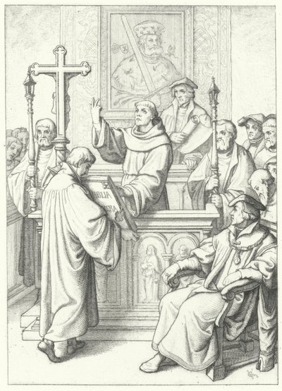Martin Luther ble tildelt sin doktorgrad av Andreas Karlstadt ved Universitetet i Wittenberg, 1512 av Gustav Ferdinand Leopold Konig
