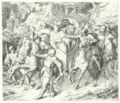 Martin Luther blir bortført når han kommer tilbake fra Diet of Worms, 1521 av Gustav Ferdinand Leopold Konig