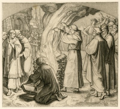 Martin Luther brenner ekskommunikasjonens okse av Gustav Ferdinand Leopold Konig
