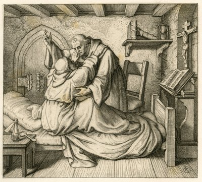 Martin Luther får trøst av en gammel munk, fordi han var utmattet av kropp og menneskesinn av Gustav Ferdinand Leopold Konig
