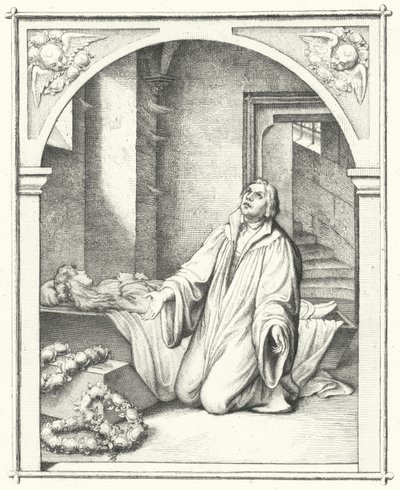 Martin Luther med den døde kroppen til datteren Magdalena, 1542 av Gustav Ferdinand Leopold Konig