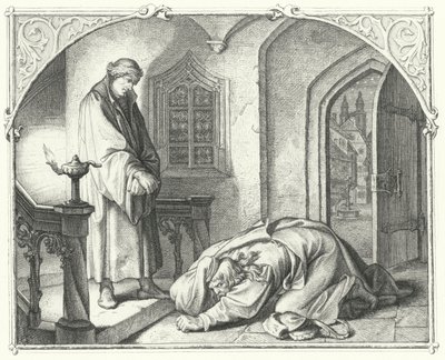 Martin Luther med kjøpmannen Hans Kohlhase (gravering) av Gustav Ferdinand Leopold Konig