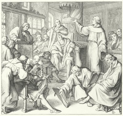 Leipzig-debatten, Andreas Karlstadt, Johann Eck og Martin Luther, 1519 av Gustav Ferdinand Leopold Konig