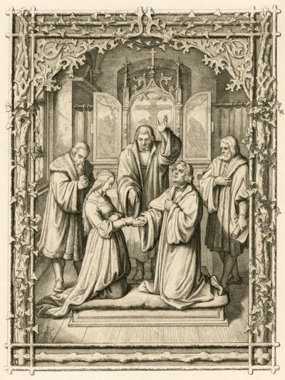 Bryllupet Martin Luther og Katharina von Bora (Catherine de Bore av Gustav Ferdinand Leopold Konig