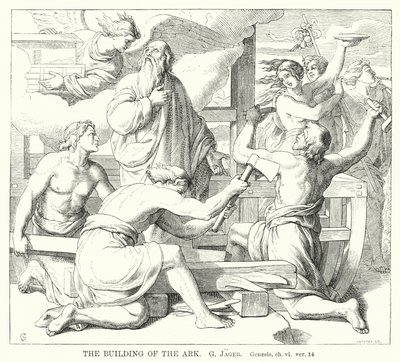 The Building of the Ark, Genesis, ch vi, ver 14 (gravering) av Gustav Jager