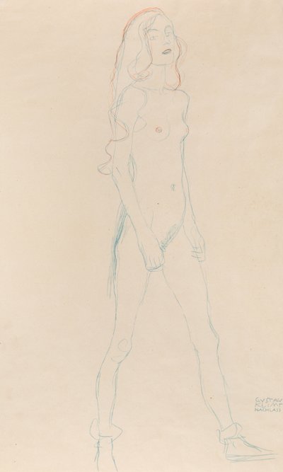 En naken ung jente, ca. 1917. av Gustav Klimt