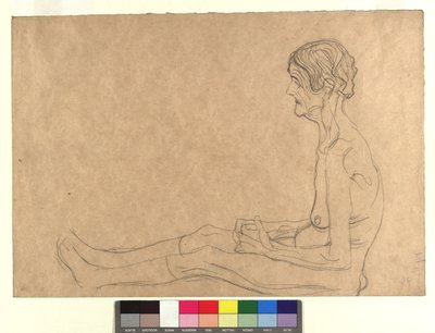 Aktstudie av en sittende gammel kvinne av Gustav Klimt