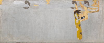 Beethoven Frise: Lengselen etter lykke finner tilfredsstillelse i poesi - Plate 7, høyre langvegg av Gustav Klimt