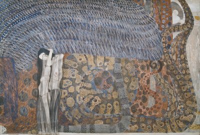 Beethoven Frise: De fiendtlige kreftene - panel 2, frontvegg av Gustav Klimt