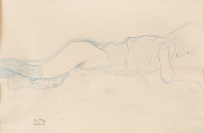 Kvinne halvnaken, ca. 1908. av Gustav Klimt