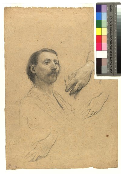 Hode- og håndstudie til et herreportrett av Gustav Klimt