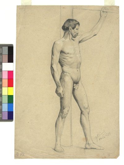 Mannlig akademisk akt i positur av Gustav Klimt