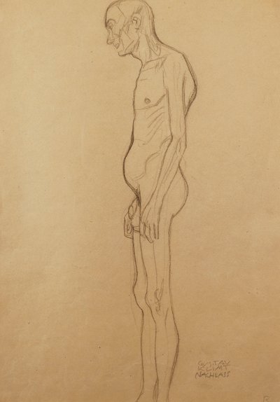 Nakne menn; naken mann til venstre, av Gustav Klimt