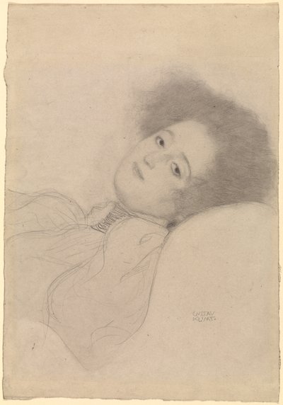 Portrett av en ung kvinne som ligger ned av Gustav Klimt