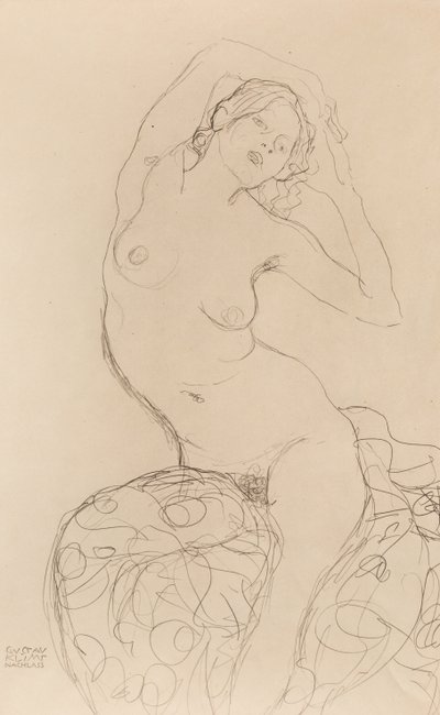Sittende naken, ca 1914-1916. av Gustav Klimt