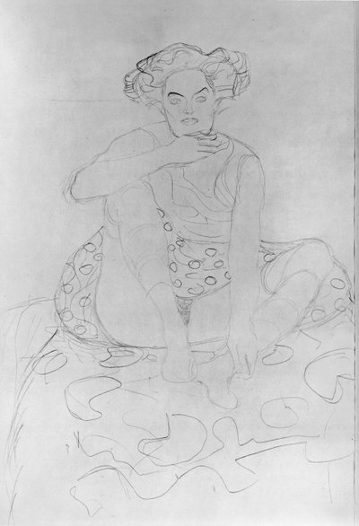 Sittende kvinne, 1916 (blyant på japansk papir) av Gustav Klimt