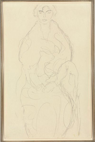 Sittende kvinne forfra, ca. 1917-18 av Gustav Klimt