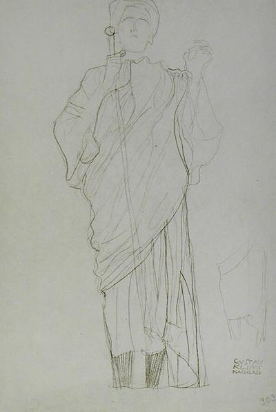 Stående kvinne som holder sverd av Gustav Klimt