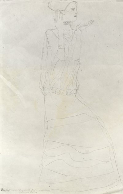 Stående kvinne med løftede hender av Gustav Klimt