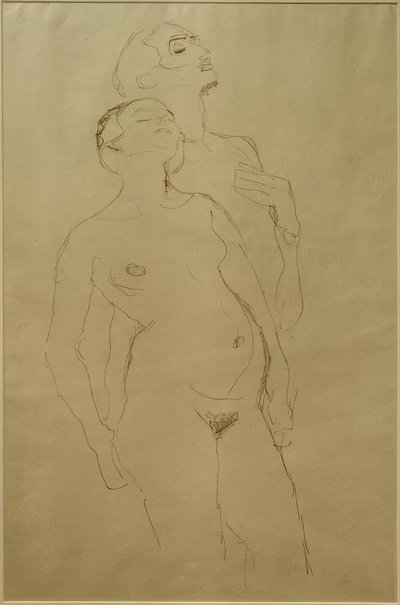 Stående elskere (studie for Adam og Eva) av Gustav Klimt