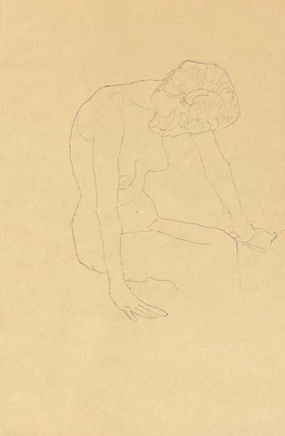 Studie av en naken kvinne, ca. 1908-1909 av Gustav Klimt