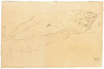 To liggende nakenbilder, ca. 1913 av Gustav Klimt