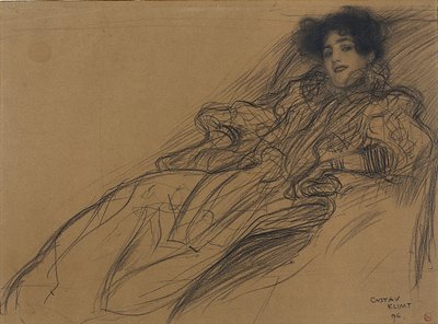 Ung kvinne i lenestol av Gustav Klimt