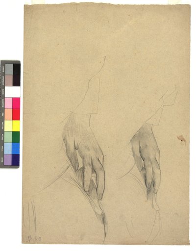 Zwei Handstudien, Finger ans Ohr gelegt av Gustav Klimt