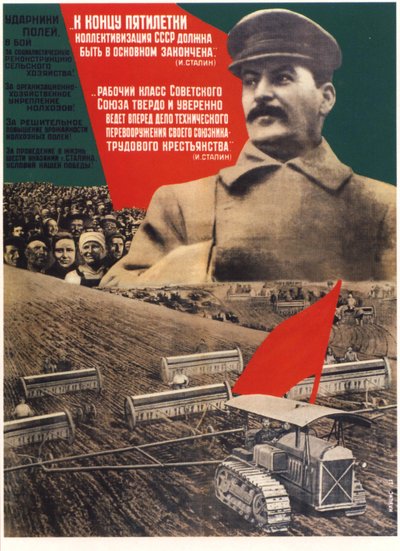 Ved slutten av en femårsplan skulle kollektiviseringen være ferdig Plakat, 1932 av Gustav Klutsis