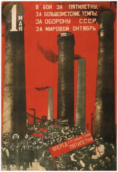 Første mai. Bli med i kampen for femårsplanen, 1931 av Gustav Klutsis