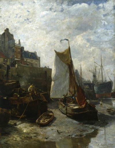 Lavvann i havnen i Antwerpen av Gustav Schönleber
